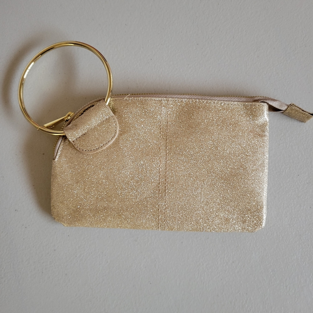 Gold wristlet purse